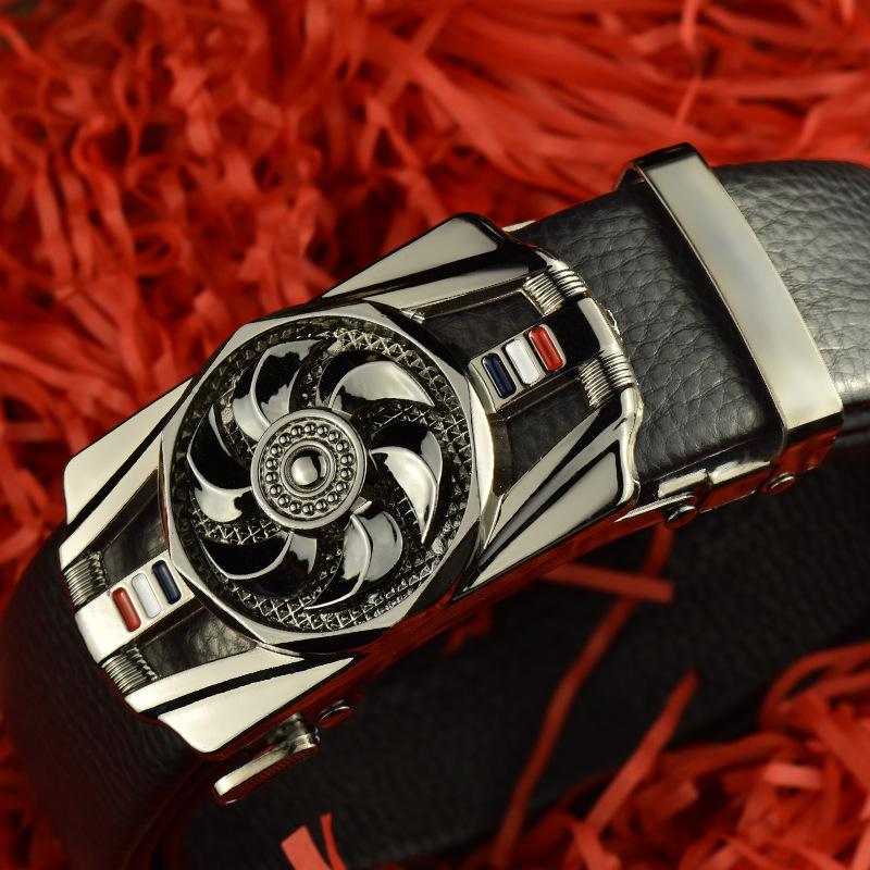 Cintura da Uomo Trendy in Pelle con Fibbia Rotante - Stile Classico per Tutte le Età