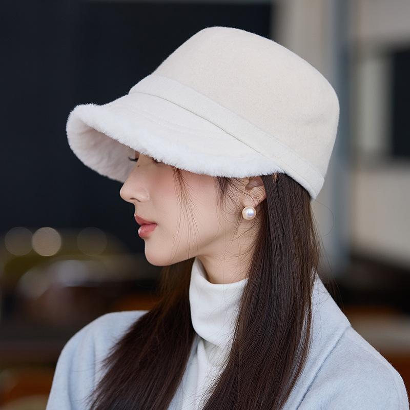 Imitation Wool Plus Velvet Thickened Warm Hat Fashionable and Versatile Fisherman's Hat Temperament Basin Hat