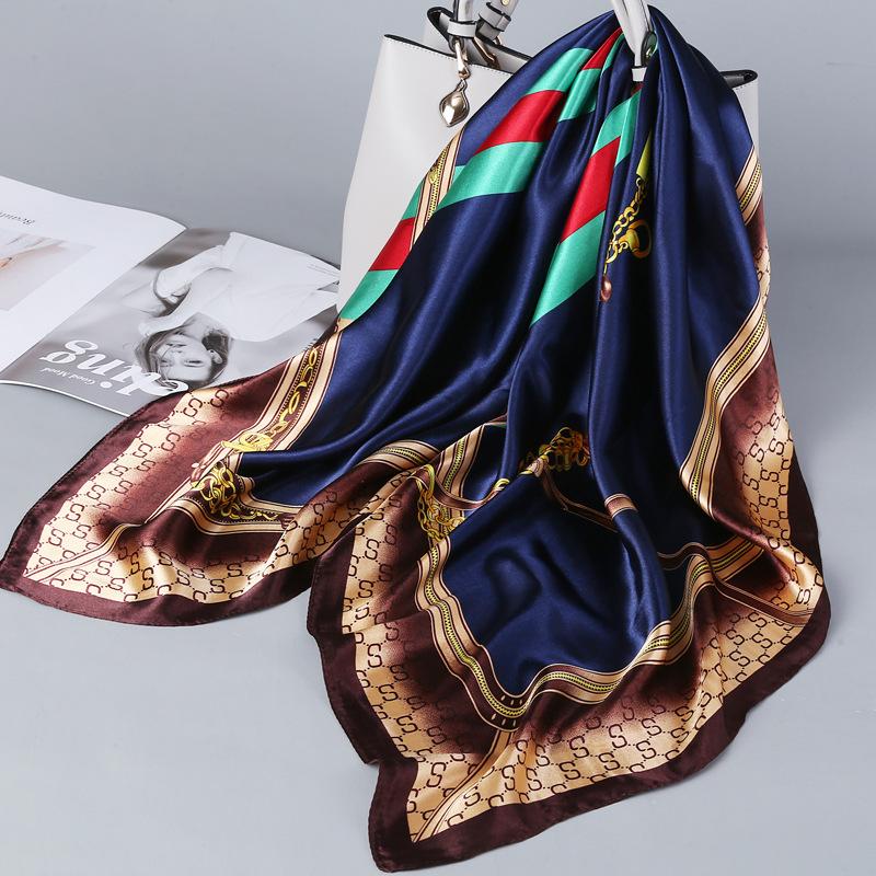 Women Silk Square Scarf Lady Bandana Head Wrap Shawl Satin Foulard Female Large Hijab Neckerchief Scarves Pashmina Headband