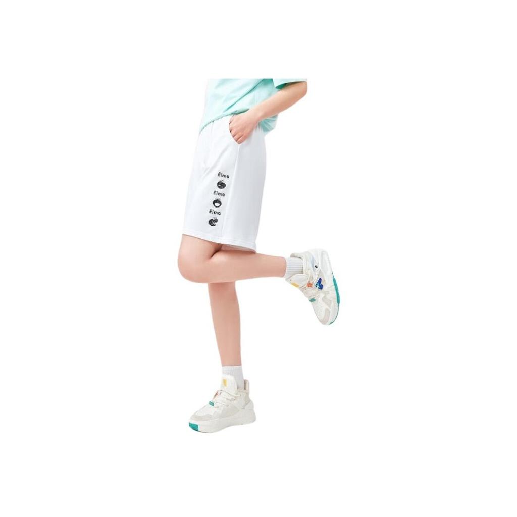 Anta Lifestyle Series Letter Print Elastic Waist Straight Leg Shorts Women Shorts Snow-White 162328313-1