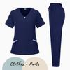 Elastic V-Neck Short Sleeve Scrub Suit for Dental Clinic, Salon, or Nurse Uniform