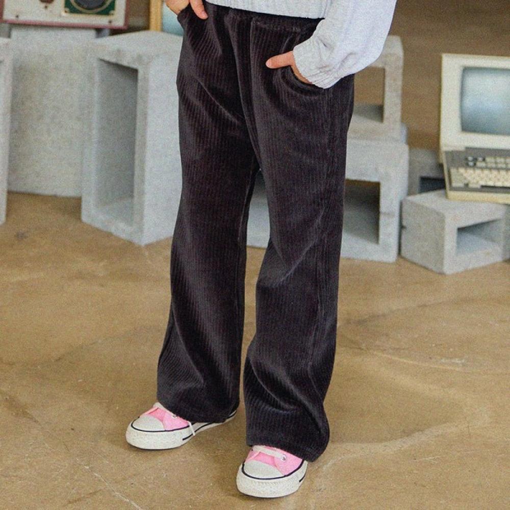 Olivan  Velour Point Label Pants  Charcoal 