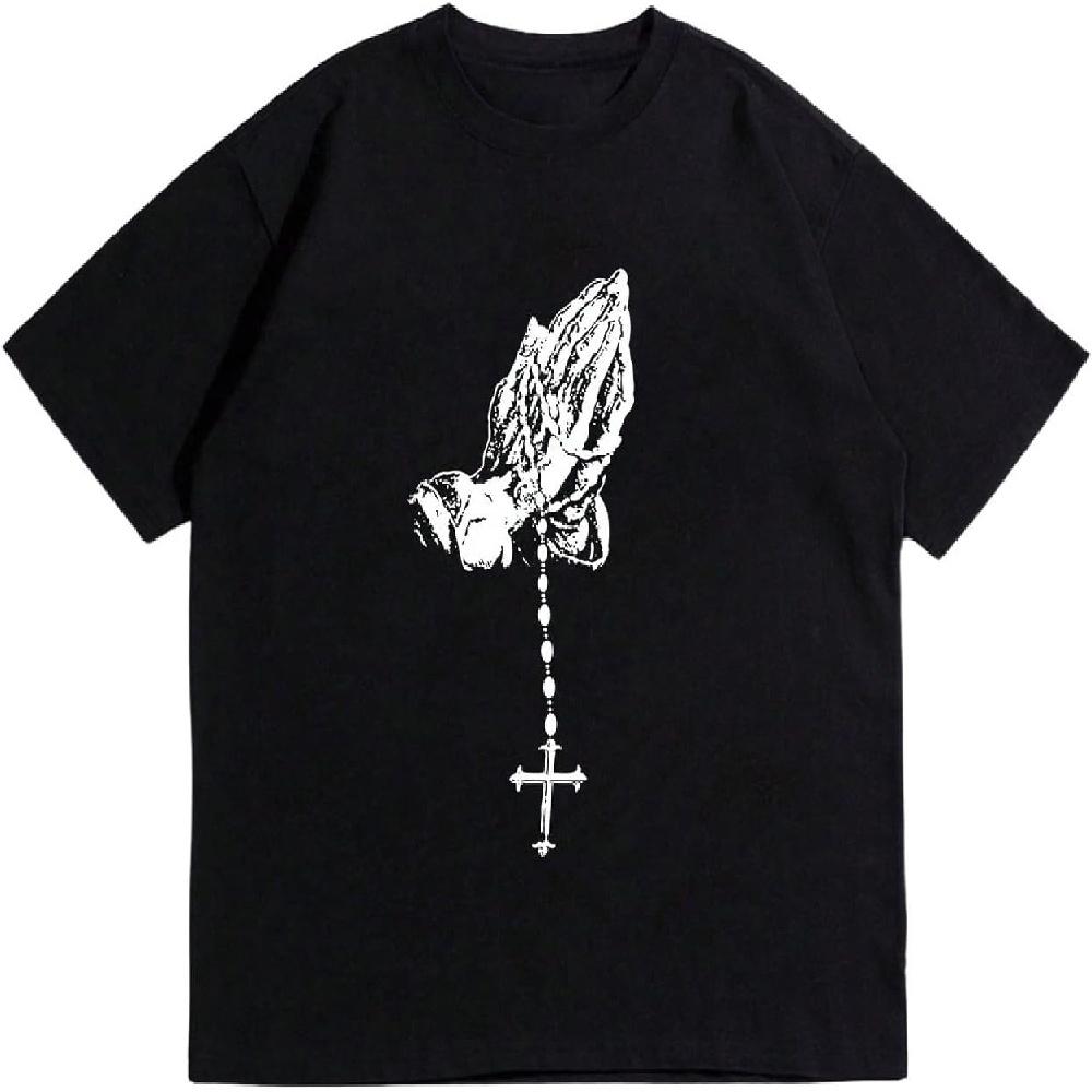 

Floerns Men s Cross Print Short Sleeve T Shirt Crewneck Tee Shirts XXXXXL чорний