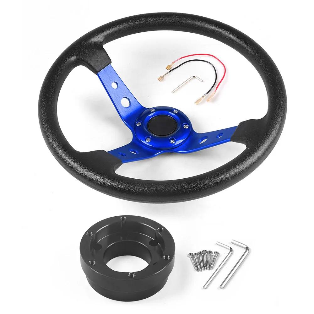 PU Leather 14inch 350mm Car Racing Steering Wheel With Adapter Plate 70mm PCD For Logitech G29 G920 G923 For Racing Game