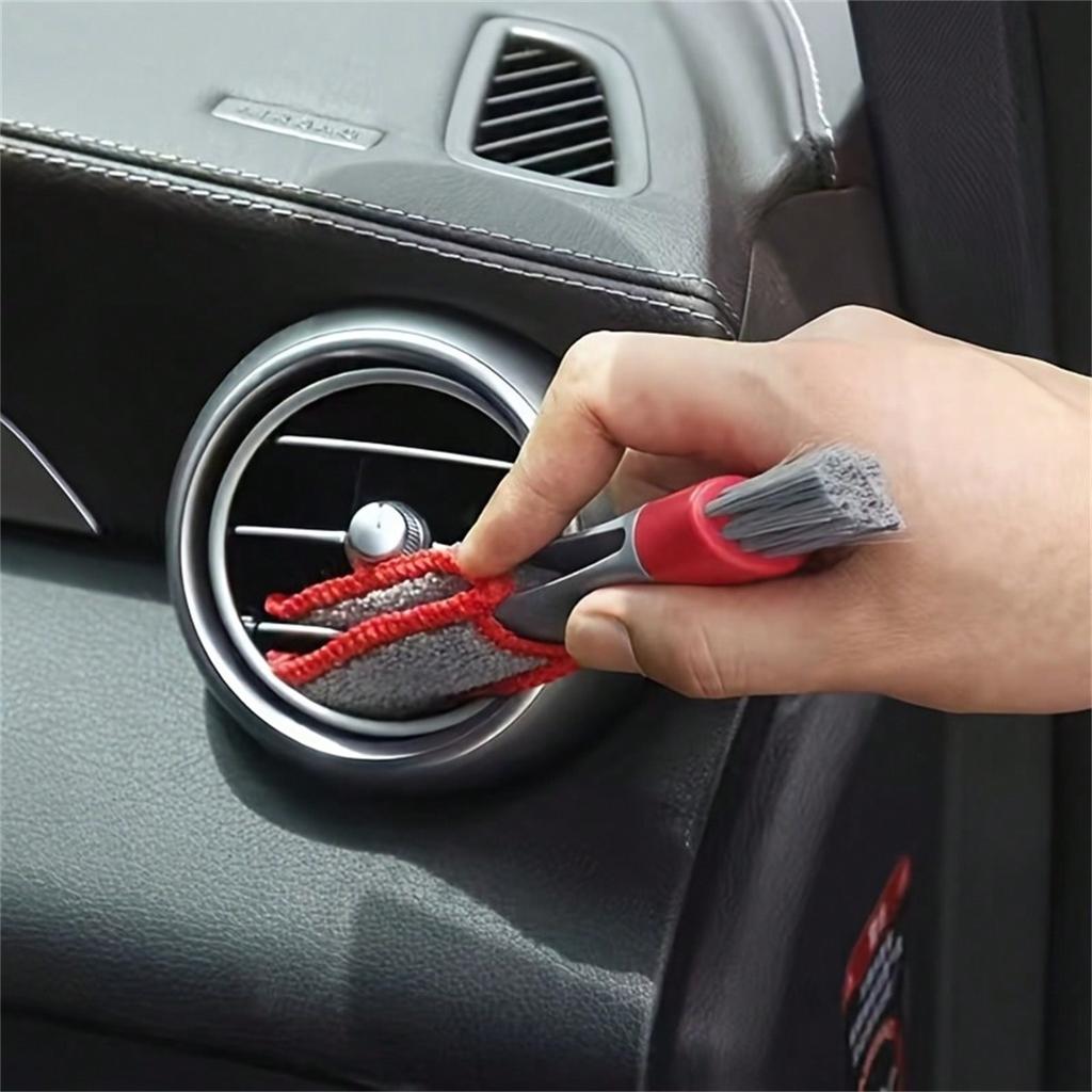 1pc Double-Headed Brush, Car Air Vent Brush, Air Conditioner Vent Cleaning Cloth, Hot Selling Car Interior Cleaning Products