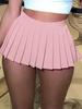 European and American Women's Cute Solid Color Summer Mini Pleated Skirt