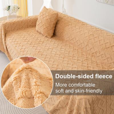 Diamond-Shaped Cashmere Sofa Blanket Solid Winter Thickened Knitting Tassels Blanket Office Nap Jacquard Sofa Towel