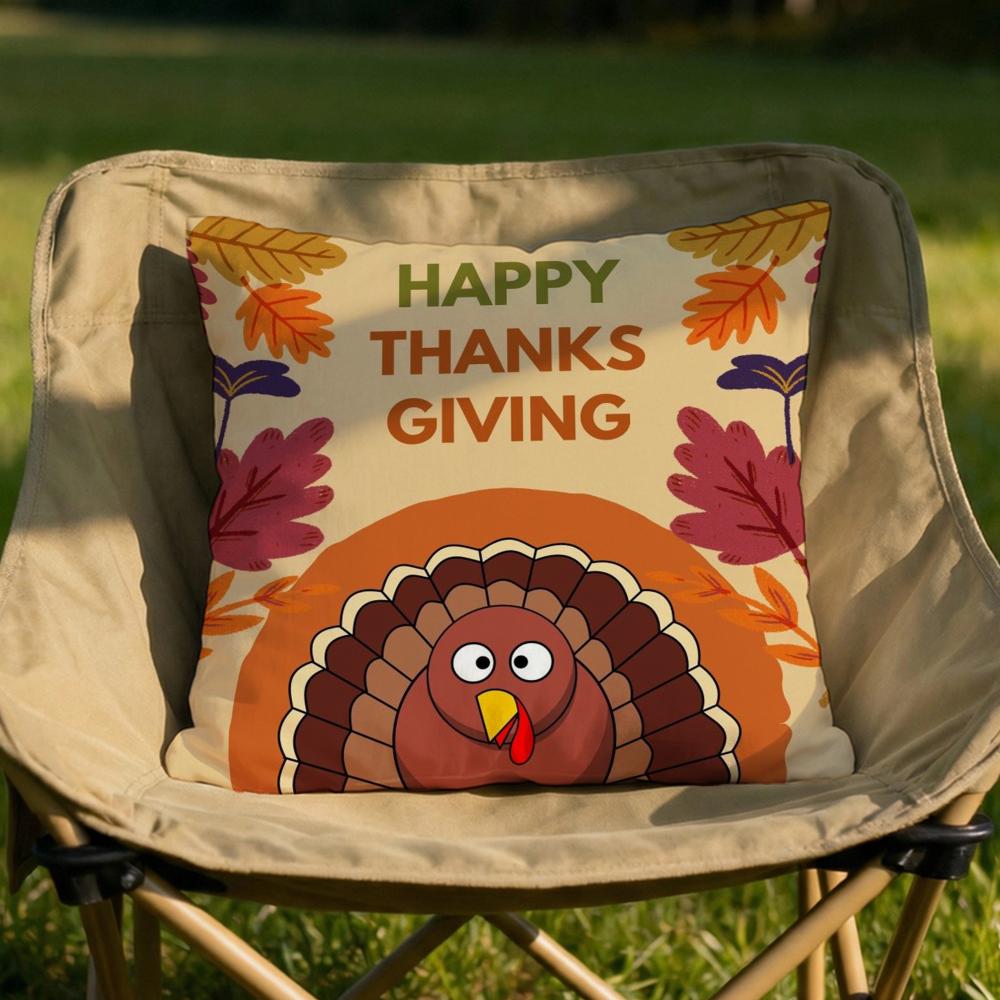 Thankful Festival Turkey Cushion Cover Soft Reversible  Durable Pillow Cover  MultiScene Use for Home  Car Daily Comfort
