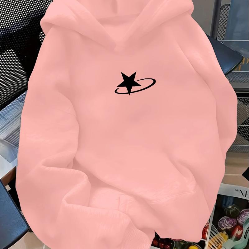 Women'S Stylish Hooded Sweatshirt with Star Line Circle Print, Fashionable And Easy for Spring And Autumn, Versatile Long Sleeve