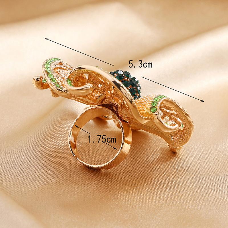 Big Flower Zircon Rings Women Indian Jewelry Classic Hollow Gold Color Adjustable Ring Female Girls Gifts