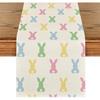 Artoid Mode Green Pink Bunny Rabbit Easter Table Runner, Spring Kitchen Dining Table Decoration for Home Party Decor 13x90 Inch