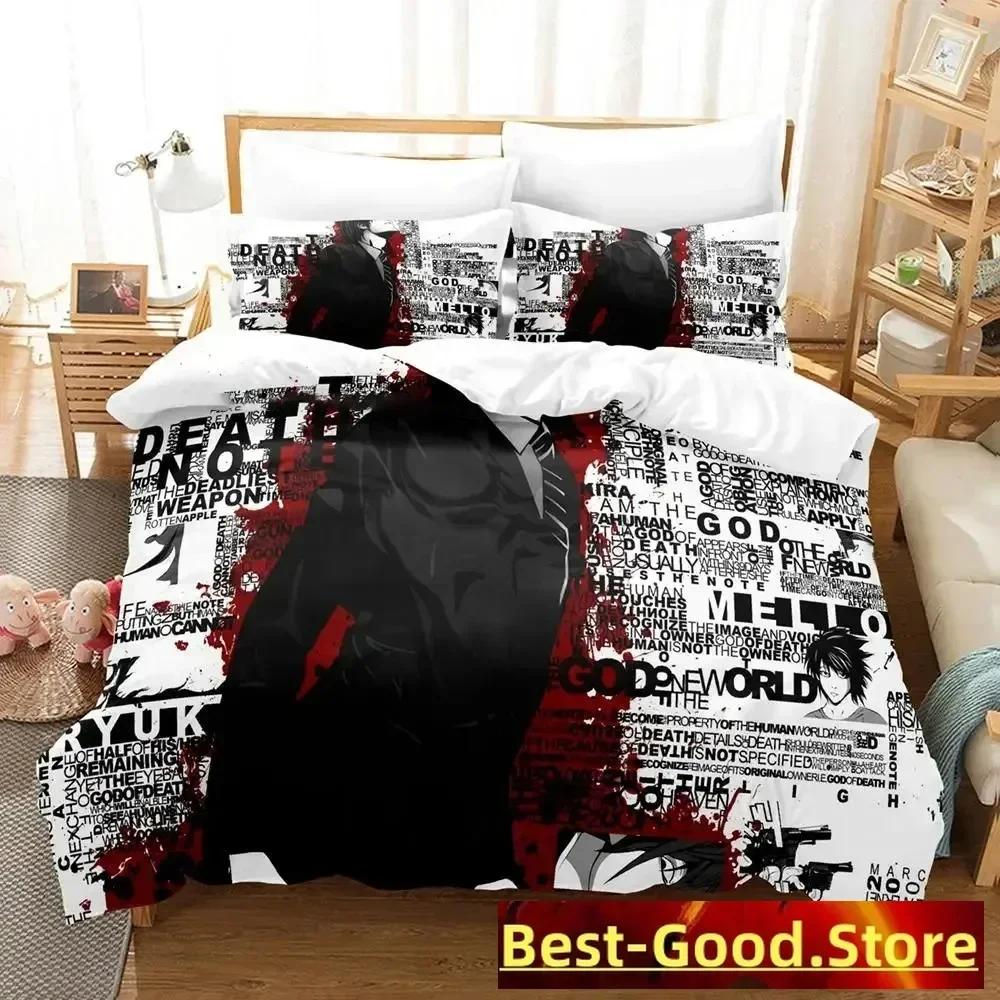 3D Death Anime Note Beding Set Printed Bed Linen Set With Pilowcase Soft Duvet Cover Soft Single Double Quen Super King-Sized Dimensionsd Dimensions