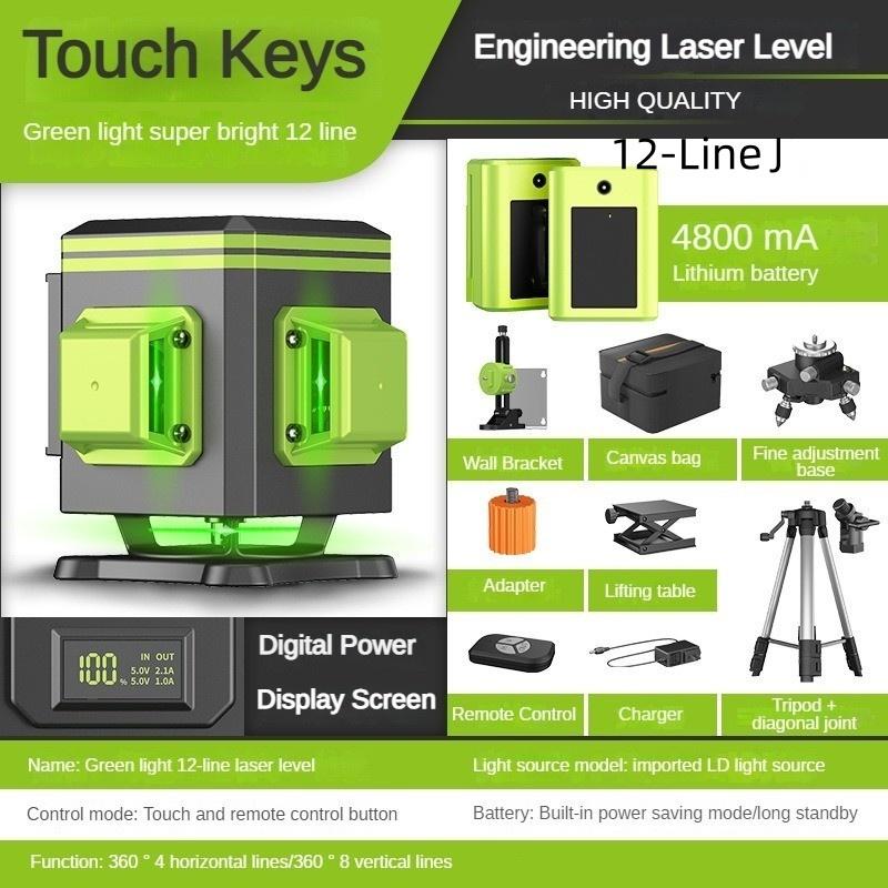 4D 12/16 Line New Green Light Laser Level Portable Self-Leveling Spirit Level 360° Horizontal and Vertical Cross Laser Projector