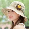 1Pc Women'S Summer Straw Hat For Women Hand-Woven Flower Patterns Fresh Holiday Seaside Beach Hat For Outdoor Hiking Travel