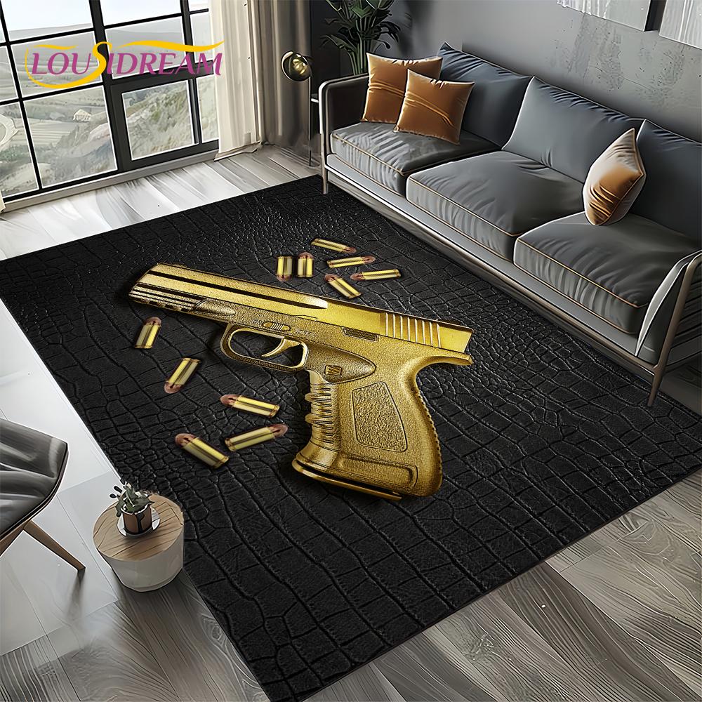2025 New Cool Guns Pistol Ammunition Bullet Cartridge AK M4 Rug Carpet for Living Room Bedroom Decor,Non-slip for Sofa Doormat