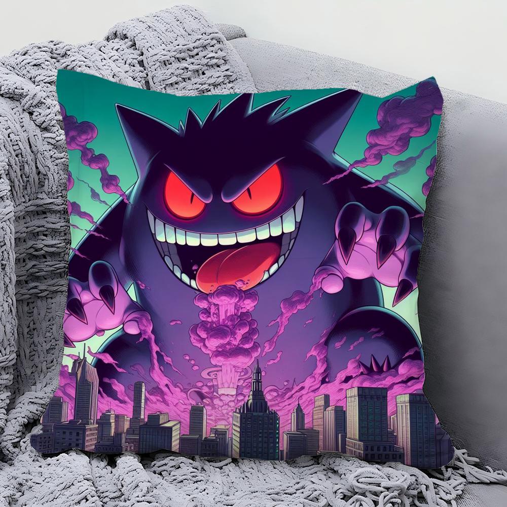 1pc Cartoon Anime G-Gengar P-Pokemon Pillow CaseSquarePillowBedroomSofaLeisureComfortCushionCarLivingRoom Home Decoration 40X40