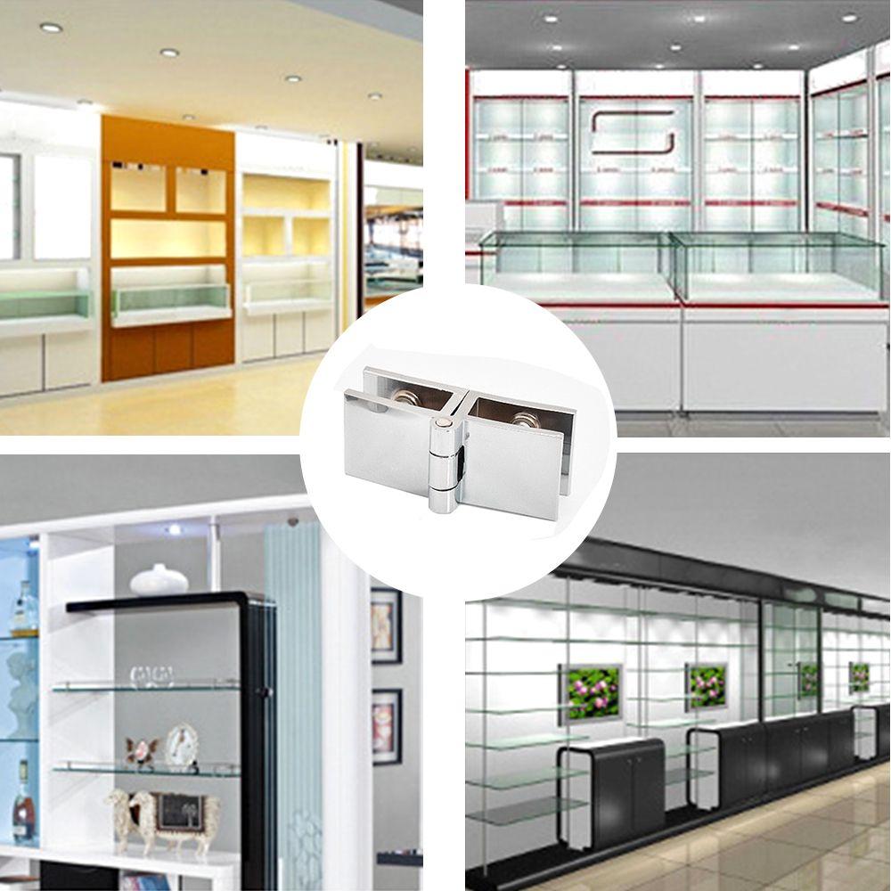 Durable Punch-free Furniture Cupboard Door Hinge Cabinet  Hinge Glass Clamp Bilateral Clip
