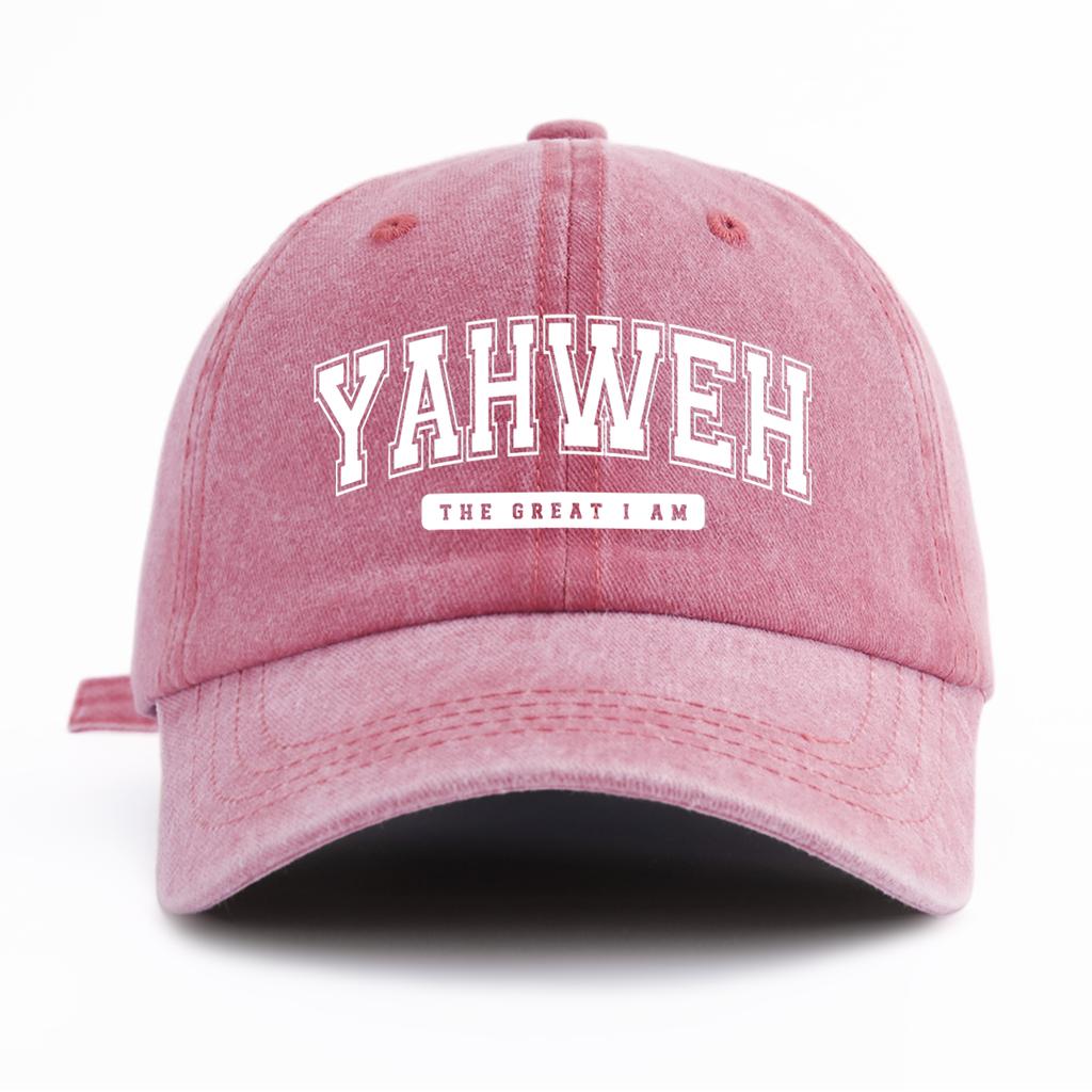 1pc YH Print Washed Baseball Cap for Adults,  Minimalist Retro Style Casual Soft Adjustable Dad Hat, Perfect As Gift