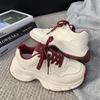 Showing small feet and increasing height, dad shoes and women's 2025 autumn and winter new niche retro Hong Kong style thick-soled color matching ru