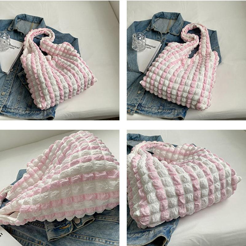 Yogodlns Sommer Stripe Bobleveske For Kvinner Godterifarge Skulderveske Shopping Tote Håndveske Jenter Armhuleveske Pung