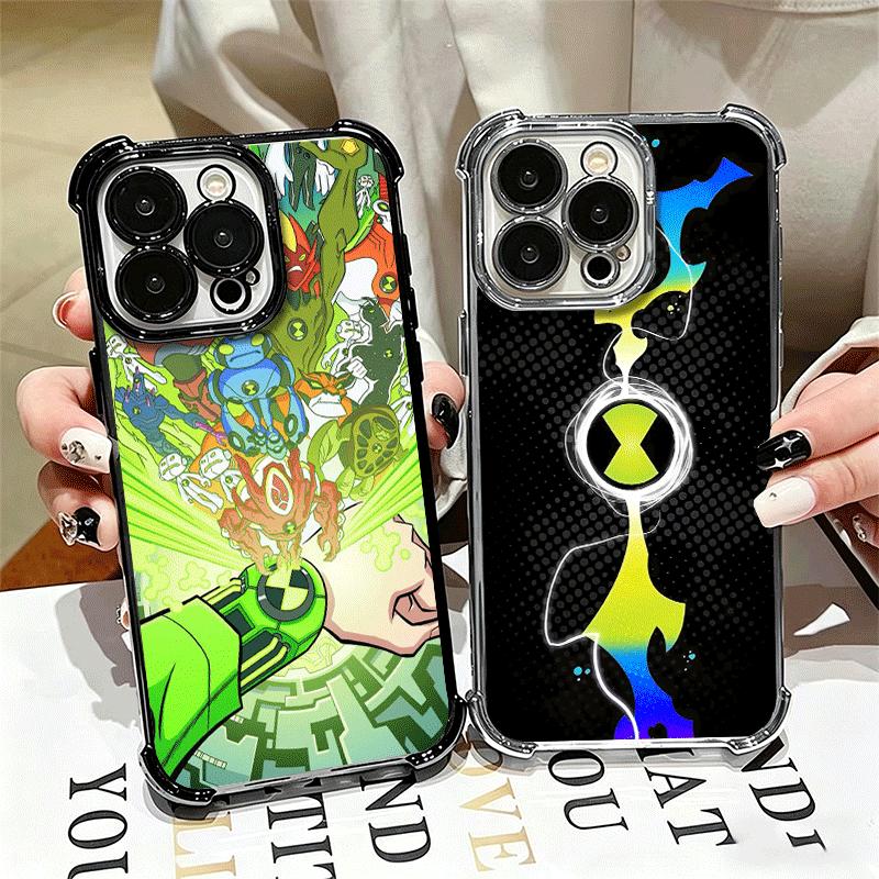 Cartoon Ben 10 Plating Phone Case For Iphone 16 17 Pro Max Air 16E 14 15 Plus 12 13 Mini Anti-Fall Airabag Cover