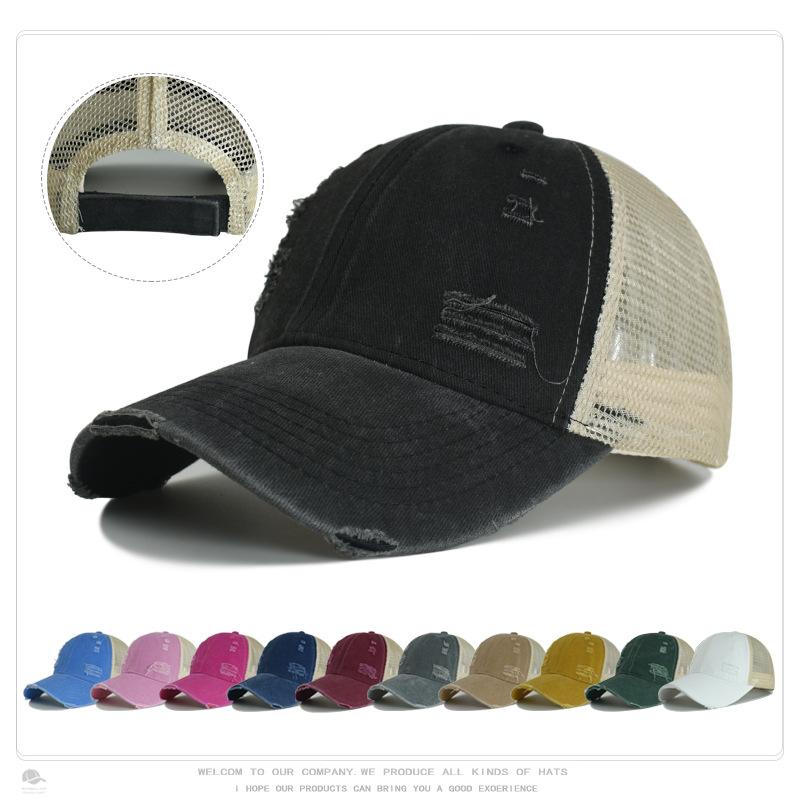 2026 New Hot Sale Unisex Trucker Hat Multi Colors Plain Baseball Cap Women Men Washed Cotton Distressed Cap