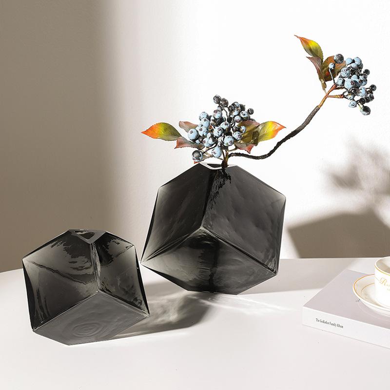 Kreative geometrische dreidimensionale Glas Softvase Blumengefäß Modellhaus Heimdekoration kreatives geometrisches Handwerk Blumengefäß