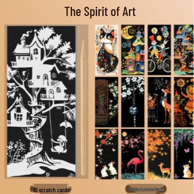 Night View City & Castle Scratch Art for Adults and College Students - Decompression Painting Paper