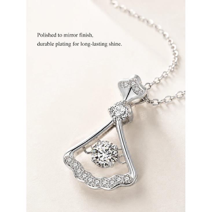 925 Sterling Silver Fan-Shaped Pendant Necklace for Women Korean Style Unique Design Moissanite Dangle Romantic Valentine's Day