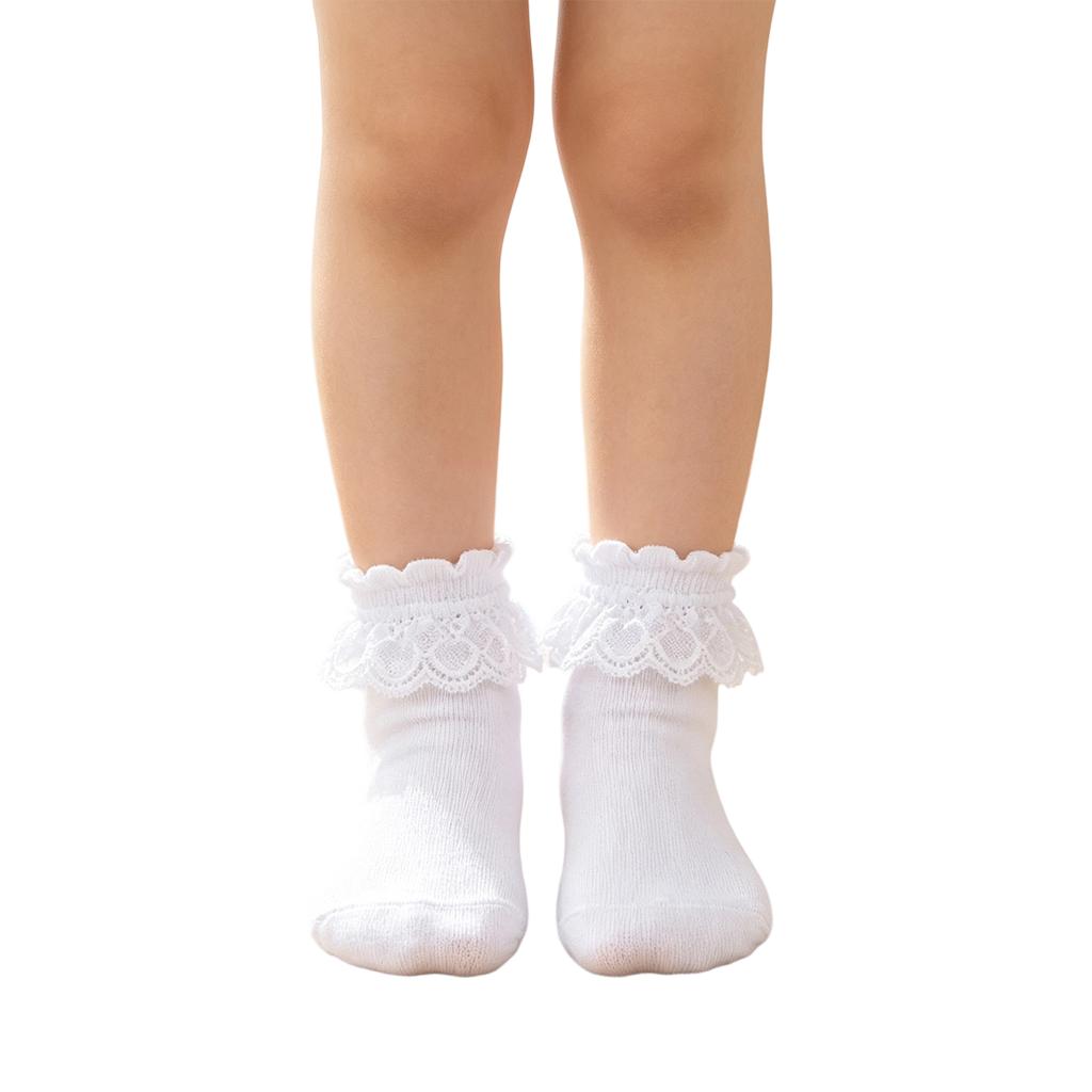 Kurze Socken für Mädchen mit Spitzenbesatz, atmungsaktiv für den Alltag