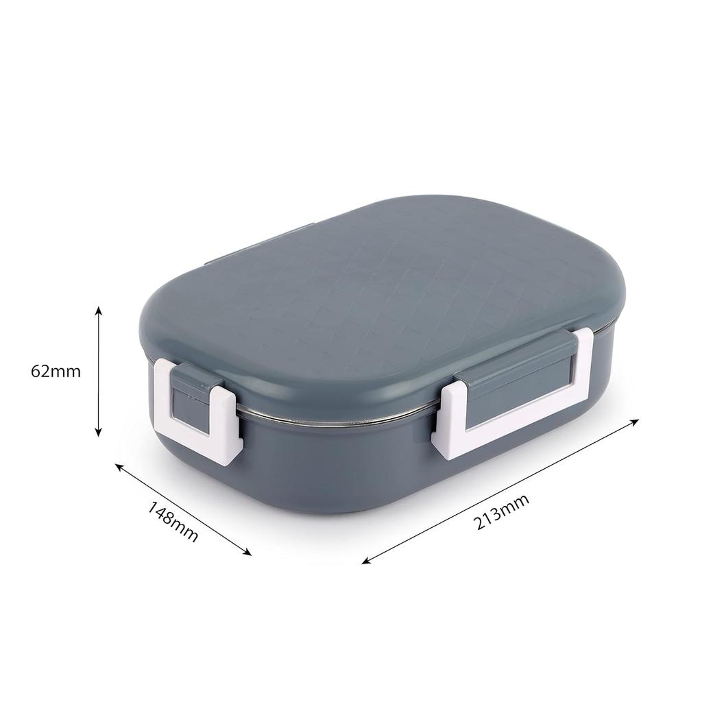 Insulated Steel Lunch Box For Kids School Picnic Use With Leak Proof Lid And Veg Box In Grey With 700ml Capacity