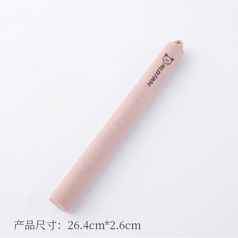

Household Silicone Rolling Pin Solid Non-stick Tape Scale Hanging Hole for Pasta Making Pottery Creation Tool рожевий