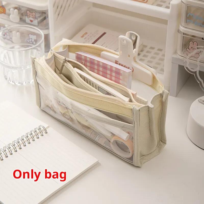

6 Layer Large Capacity Pencil Case, Transparent PVC Stationery Bag Organizer - High Appearance School Supplies, Multifunctional белый
