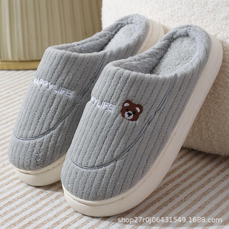 2025 new cotton slippers women's winter indoor home warm fluffy slippers men's home men's winter