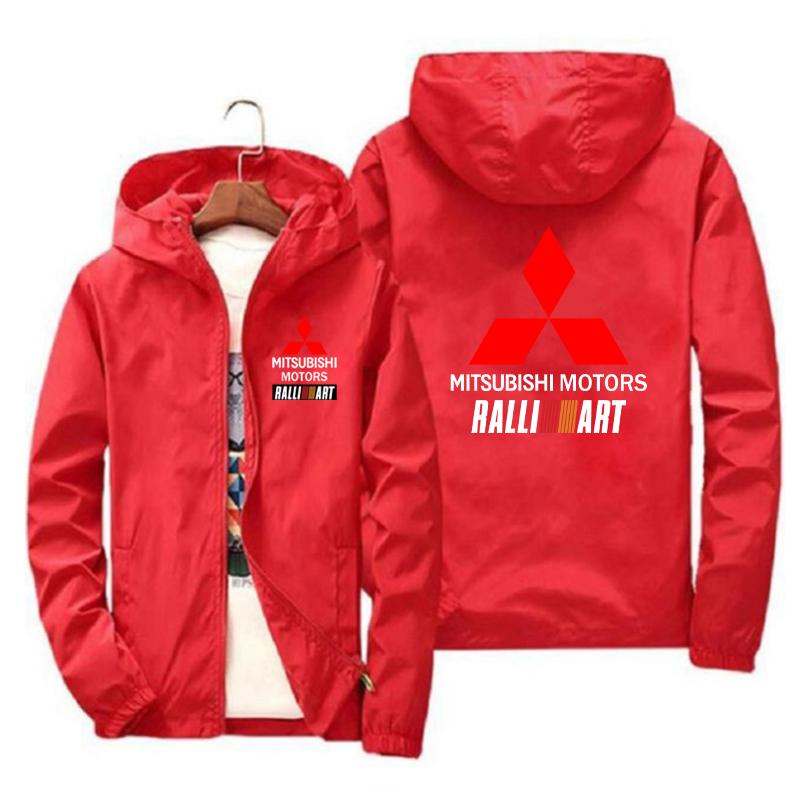 

2026 New Streetwear Men s Casual Business Jacket Raincoat with Hood Zipper, Fashion Outdoor Mitsubishi Racing Rally Windbreaker S
