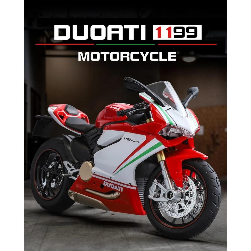 1/12 Ducati 1199 Panigale S Alloy Die Cast Motorcycle Model Toy Vehicle Collection Sound and Light Off Road Autocycle Toys Car