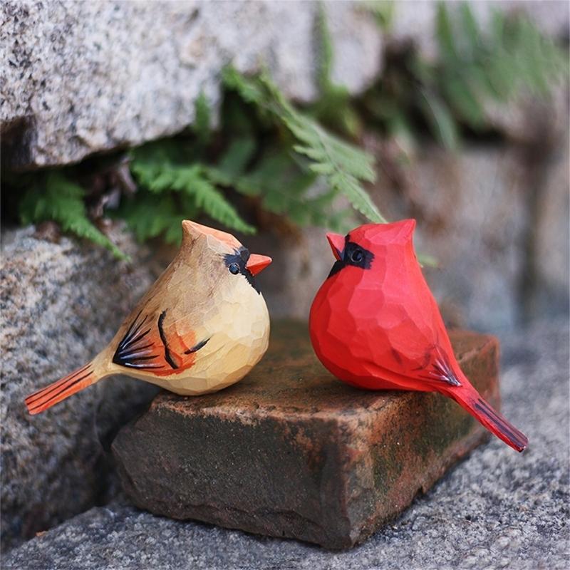 Resin Bird Decoration Hand-Carved Bird Figurine Hand-Painted Sculpted Resin Birds Statues 1PC
