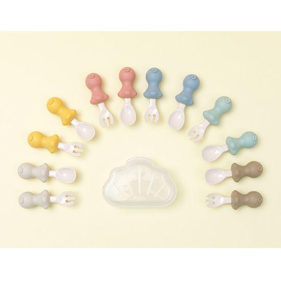 Edison Baby Octopus Self-Feeding Silicone Spoon & Fork Set with Case