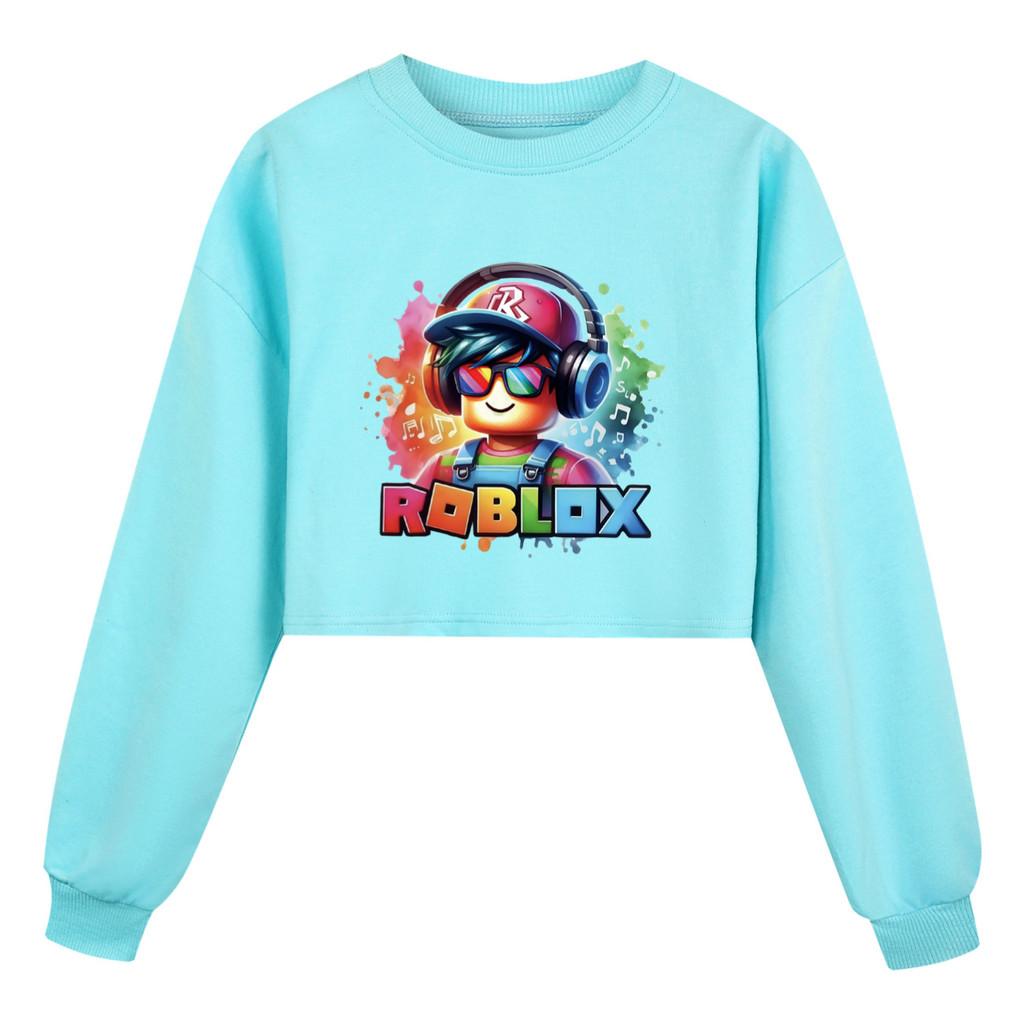 5528 Kids Girls Roblox Printed Casual Long Sleeves Short Style Sweatshirt