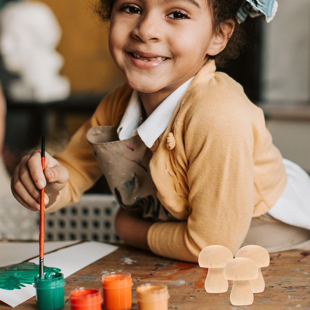 10 Stück Holzpilz DIY Unfertige Ornamente Malsets Graffiti Heimdekoration Unfertige Pilzmodelle