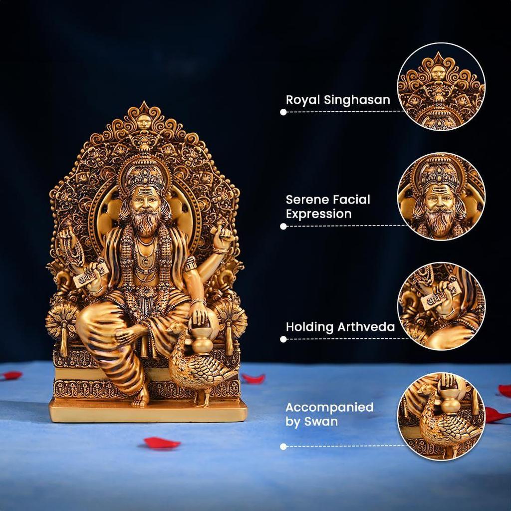 Lord Vishwakarma Idol Brahma Ji Murti Bhagwan Vishwakarma Murti for Car Dashboard and Home Decor (Vishwakarma Ji 4 Inch)