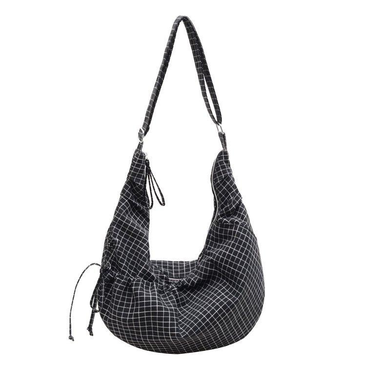 Borse a tracolla a quadri semplici coreane per donna, versatili, grande capacità, borsa a spalla da donna, borse a spalla hobos casual da donna, borse tote