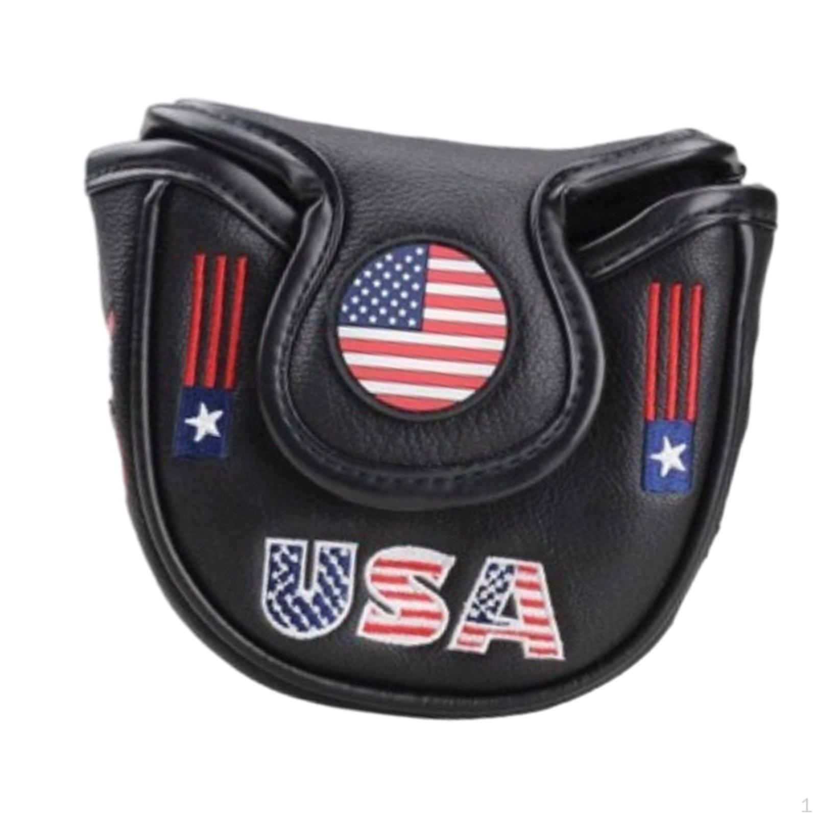 

Golf Mallet Putter Head Cover Protective PU Leather чорний