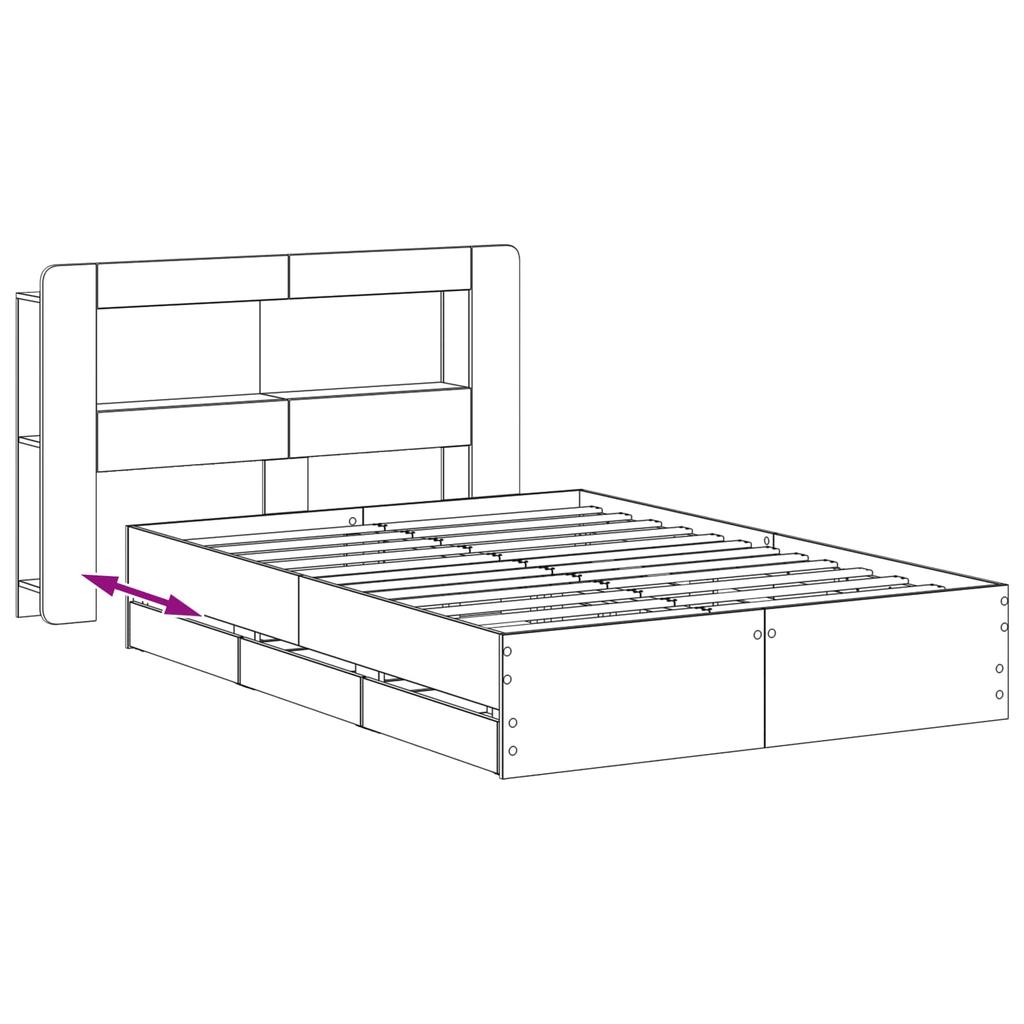 White Storage Bed Frame 150 x 200 cm Particleboard