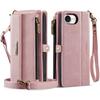 Per Custodia Portafoglio iPhone 17e, Custodia in Pelle PU con Blocco RFID per Uomo Donna Cavalletto Copertura a Libro Cinturino da Polso Cerniera Slot Porta Carte