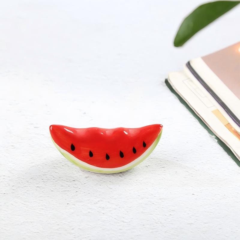 Kratzfester Wassermelonen-Keramik-Stäbchenhalter Rutschfester Löffel-Gabelhalter Geschirr-Organizer für Zuhause, Esszimmer, Restaurant rot