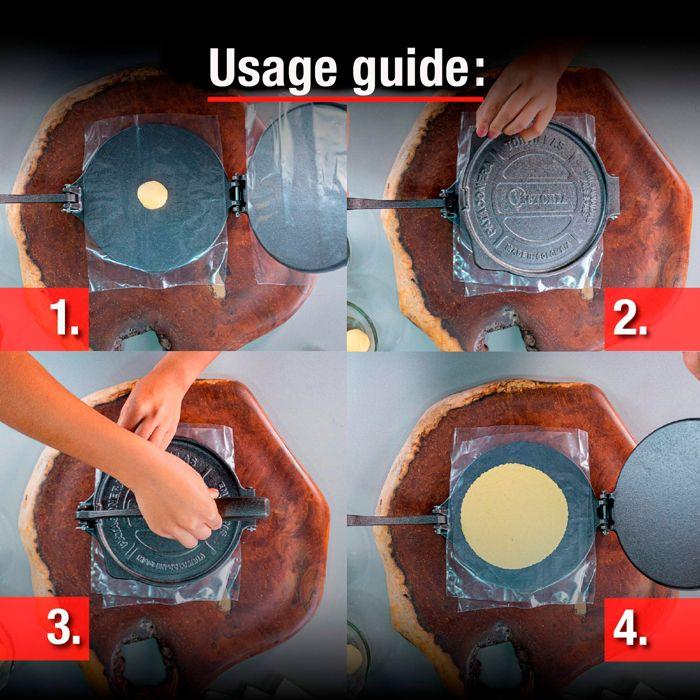 Presse à Tortilla pour Tortillas Mexicaines en Fonte HD 20cm, Pataconera Victoria 34214 Noir 34214