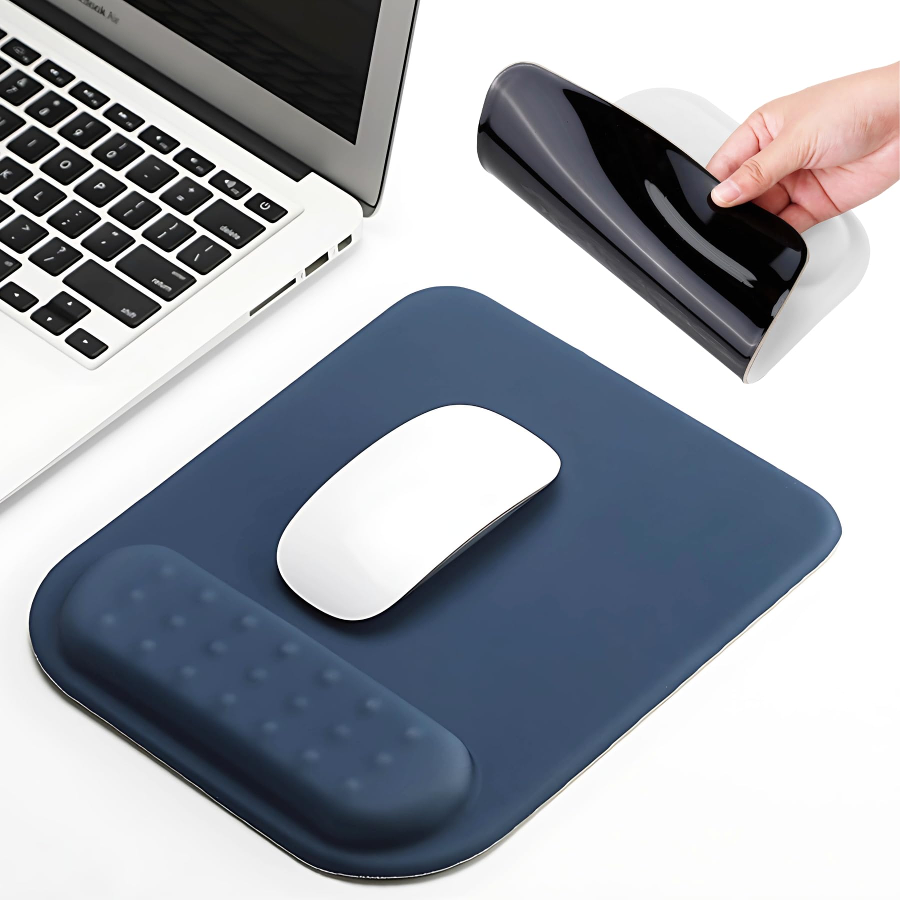 

Коврик для мыши Mellbo с памятью для запястья и ладони для игровых мышей и подходит Уменьшает запястье темно-синий отдых, пена, клавиатуры, запястья, напряжение,