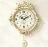 wall Golden Angel Round Pendulum Clock stylish wall Nordic style Radio-controlled clock, W, clock, interior.