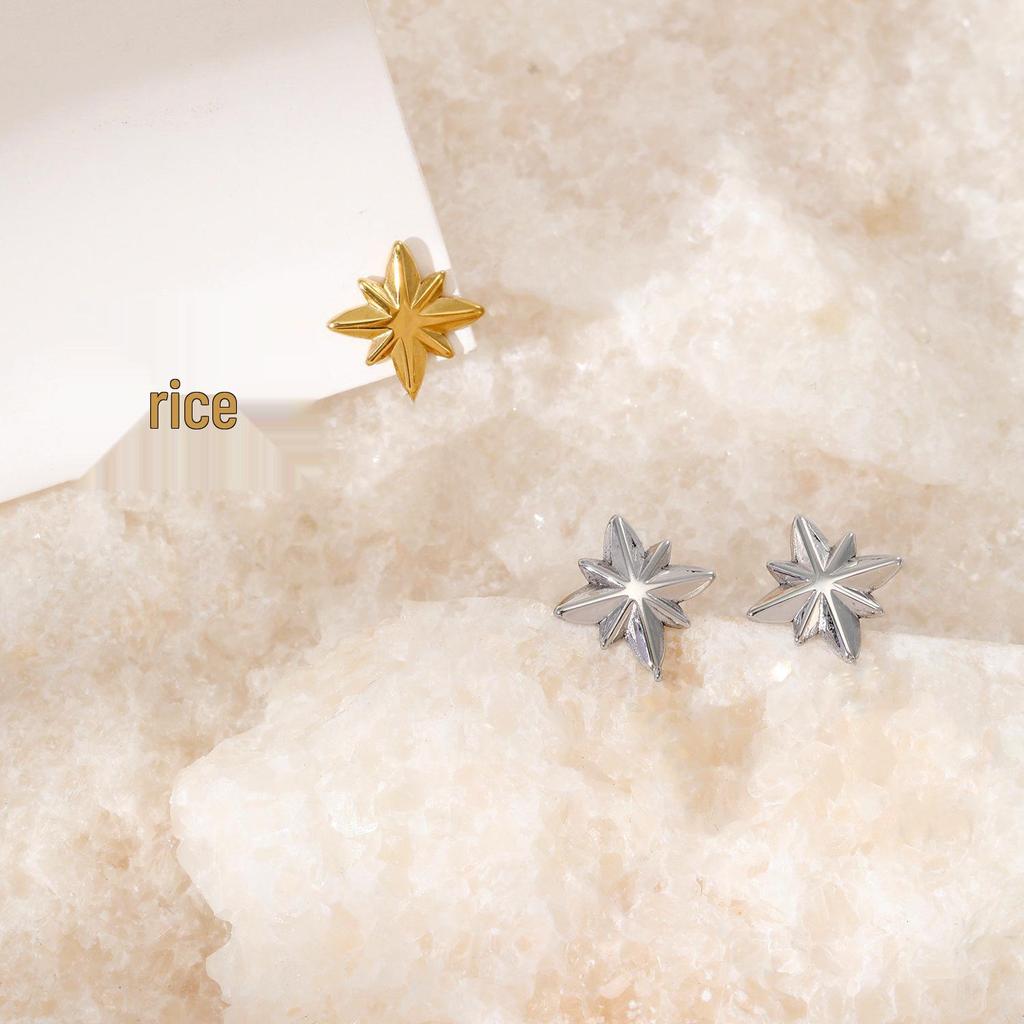 Minimalist Six-Pointed Star Titanium Steel Stud Earrings – Trendy and Chic Design